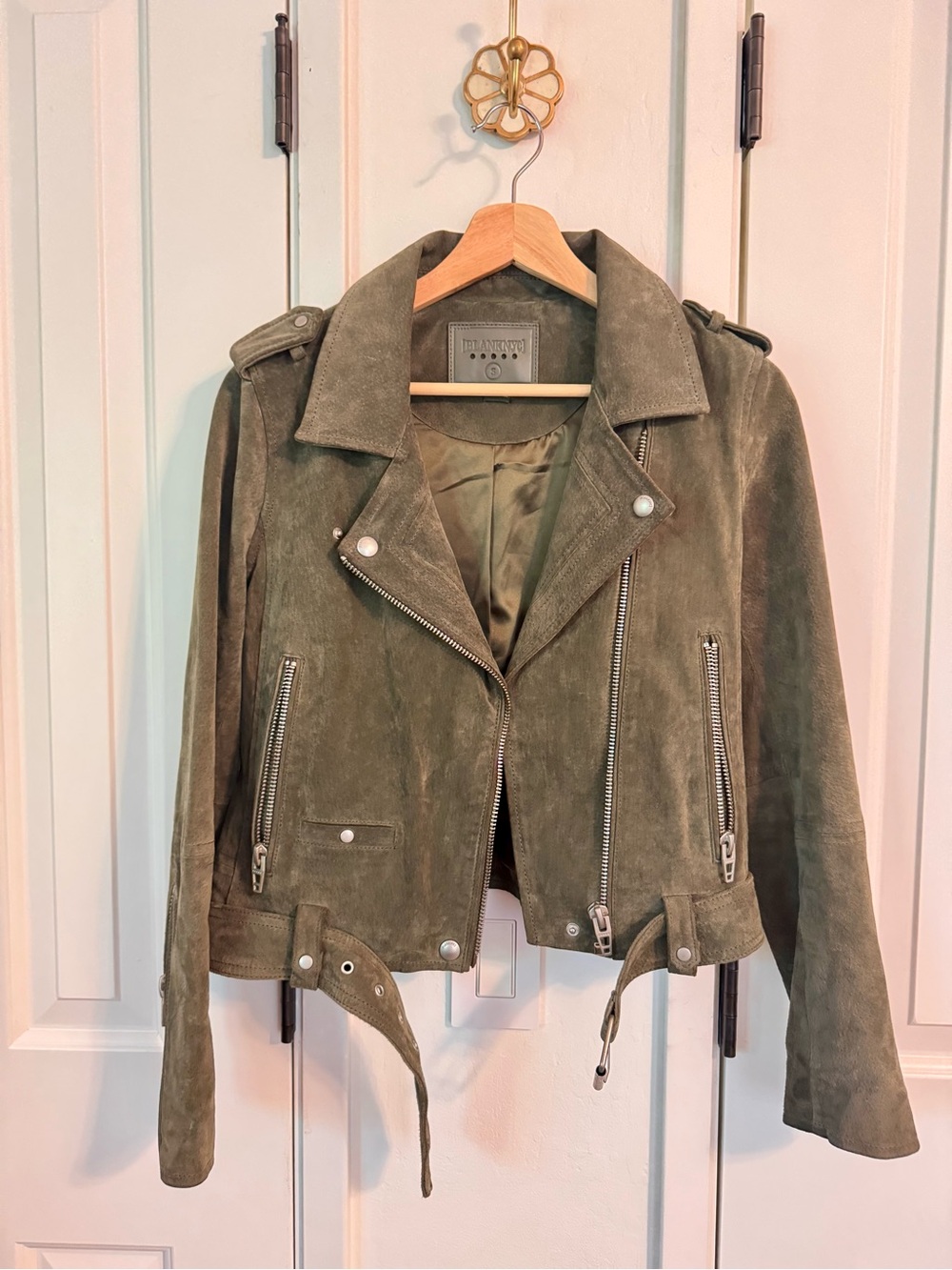 Blank NYC Olive Suede Moto Jacket